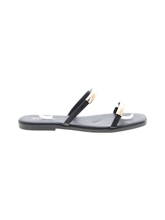 Forever 21 Shoes - Forever Black Slide Sandal with Gold Accent Rings